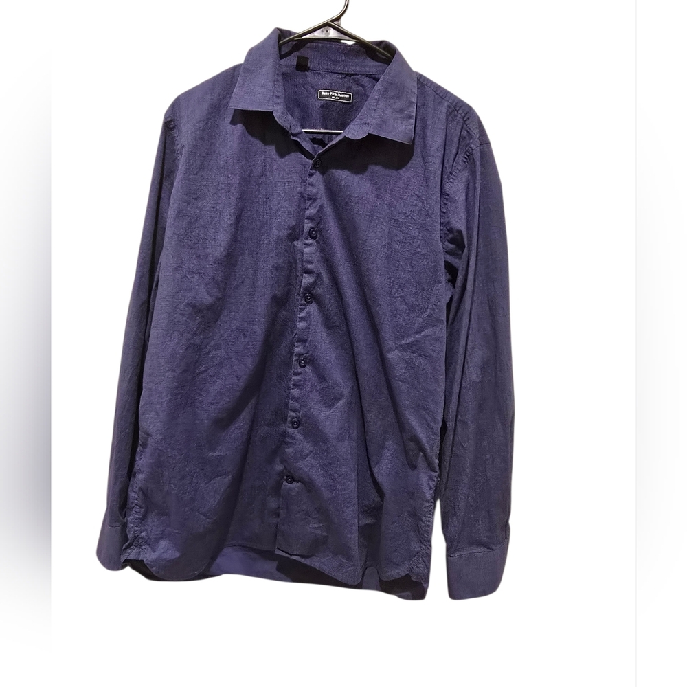 Saks Fifth Avenue Navy Button-Down Shirt With Red Polka Dots